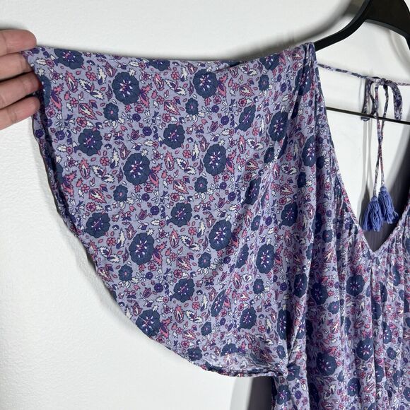 Spell & The Gypsy Sz L Kombi Flutter Top Floral Lavender Purple Blouse - Picture 5 of 10